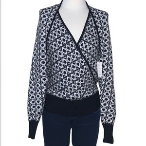 Anthropologie Maeve Floral Black and White Sweater Shrug Set Size Large